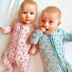 Bellabu Bear Baby Sleepwear*- Milk And Cookies Pink Kids Bamboo Pajamas
