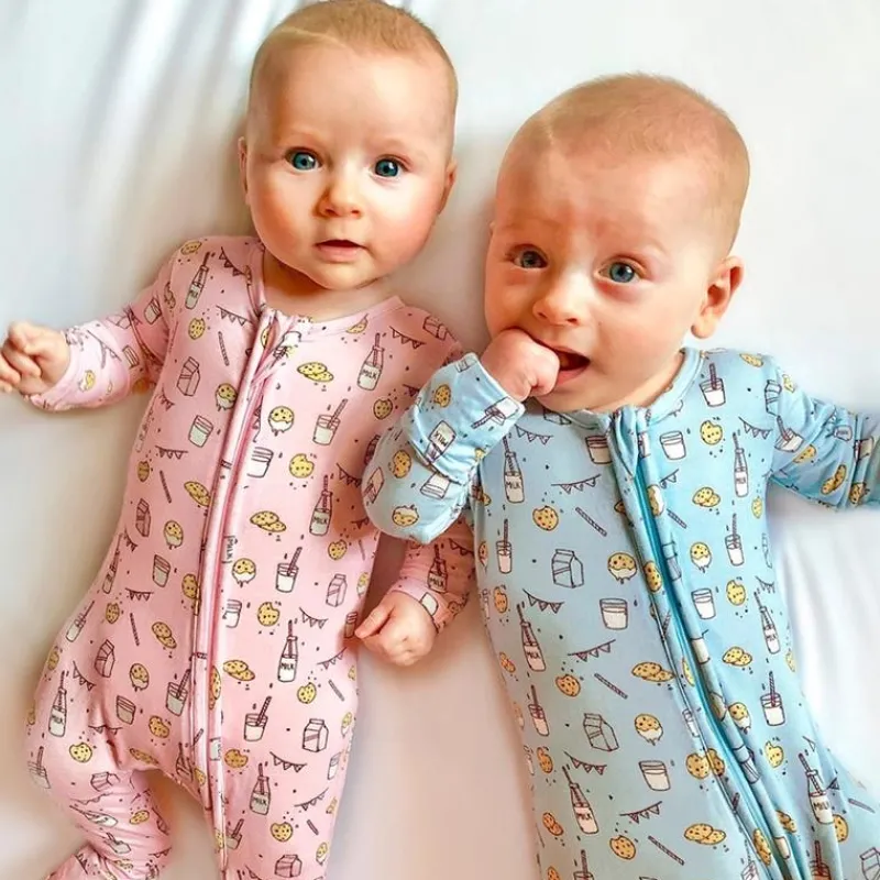 Bellabu Bear Baby Sleepwear*- Milk And Cookies Pink Kids Bamboo Pajamas