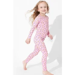 Bellabu Bear Baby Sleepwear*- Milk And Cookies Pink Kids Bamboo Pajamas, 18-24M