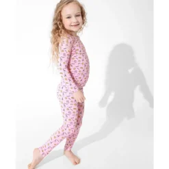 Bellabu Bear Baby Sleepwear*- Milk And Cookies Pink Kids Bamboo Pajamas, 18-24M