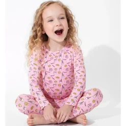 Bellabu Bear Baby Sleepwear*- Milk And Cookies Pink Kids Bamboo Pajamas, 18-24M