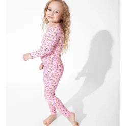 Bellabu Bear Baby Sleepwear*- Milk And Cookies Pink Kids Bamboo Pajamas, 18-24M