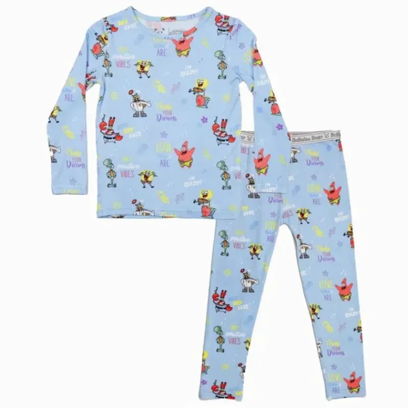 Kids Bellabu Bear Gift For Kids|Baby Sleepwear*- Spongebob Squarepants, Good Vibes Bamboo Kids Pajamas