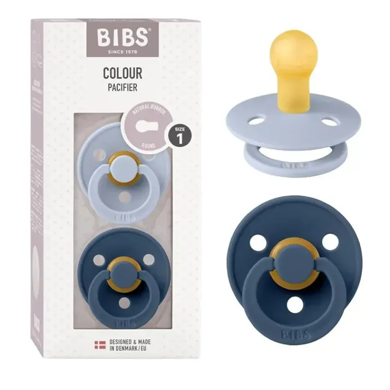 Bibs Gift For Baby|Pacifiers*- Colour 2 Pack Latex, Dusty Blue/Steel Blue