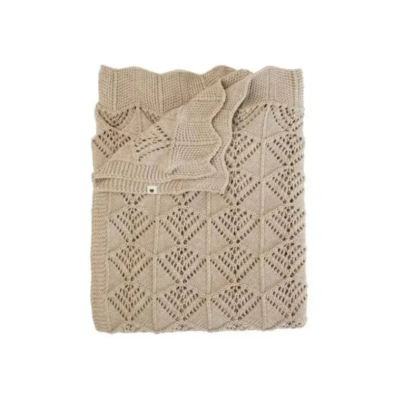 Bibs Blankets & Quilts*- Knitted Blanket Wavy, Vanilla