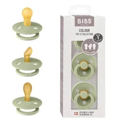 Bibs Gift For Baby|Gifts Up To $25*- Pacifiers 0-6 Months, 3-Pack Soothers, BPA-Free Symmetrical Nipple, Sage