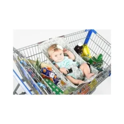 Binxy Baby Cart Covers*Shopping Cart Hammock, Grey and Aqua Quatrefoil