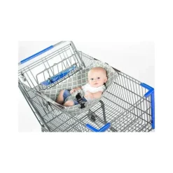 Binxy Baby Cart Covers*Shopping Cart Hammock, Grey and Aqua Quatrefoil