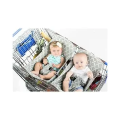 Binxy Baby Cart Covers*Shopping Cart Hammock, Grey and Aqua Quatrefoil