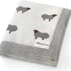 Bleu La La Blankets & Quilts*- 100% Luxury Cotton Swaddle Receiving Baby Blanket, Sheep Ivory