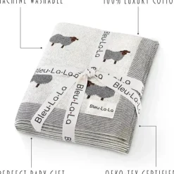 Bleu La La Blankets & Quilts*- 100% Luxury Cotton Swaddle Receiving Baby Blanket, Sheep Ivory