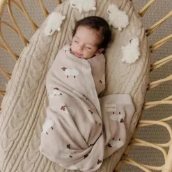Bleu La La Blankets & Quilts*- 100% Luxury Cotton Swaddle Receiving Baby Blanket, Sheep Ivory