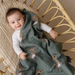 Bleu La La Blankets & Quilts*- 100% Luxury Cotton Receiving Swaddle Baby Blanket - Deer