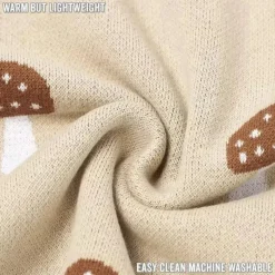 Bleu La La Blankets & Quilts*- 100% Luxury Cotton Swaddle Receiving Baby Blanket, Mushroom Camel