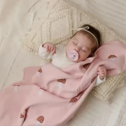 Bleu La La Blankets & Quilts*- 100% Luxury Cotton Swaddle Receiving Baby Blanket, Mushroom Camel