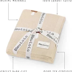 Bleu La La Blankets & Quilts*- 100% Luxury Cotton Swaddle Receiving Baby Blanket, Mushroom Camel