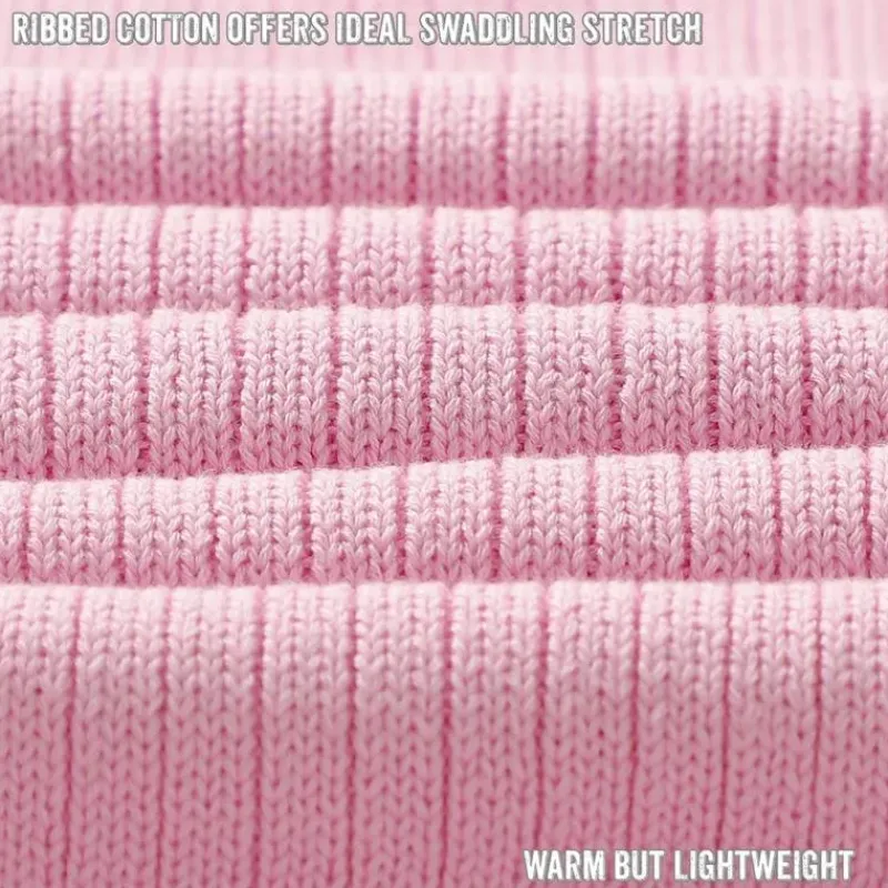 Bleu La La Blankets & Quilts*- 100% Luxury Organic Cotton Ribbed Baby Swaddle Blanket, Pink