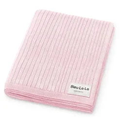 Bleu La La Blankets & Quilts*- 100% Luxury Organic Cotton Ribbed Baby Swaddle Blanket, Bluh Pink