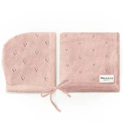 Bleu La La Blankets & Quilts*- 100% Organic Cotton Luxury Organic Blanket + Bonnet Hat Set, Pink