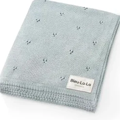 Bleu La La Blankets & Quilts*- 100% Organic Cotton Pointelle Swaddle Receiving Baby Blanket,| Powder Blue