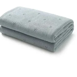 Bleu La La Blankets & Quilts*- 100% Organic Cotton Pointelle Swaddle Receiving Baby Blanket,| Powder Blue