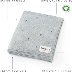 Bleu La La Blankets & Quilts*- 100% Organic Cotton Pointelle Swaddle Receiving Baby Blanket,| Powder Blue