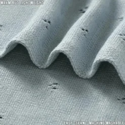 Bleu La La Blankets & Quilts*- 100% Organic Cotton Pointelle Swaddle Receiving Baby Blanket,| Powder Blue