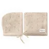 Bleu La La Blanket Gift Set|Blankets & Quilts*- 100% Organic Cotton Luxury Organic Blanket + Bonnet Hat Set, Beige