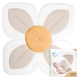 Blooming Bath Gift For Baby|Gifts From $25 To $50*- Lotus Flower Bath Mat Sink Cushion, Buttercream