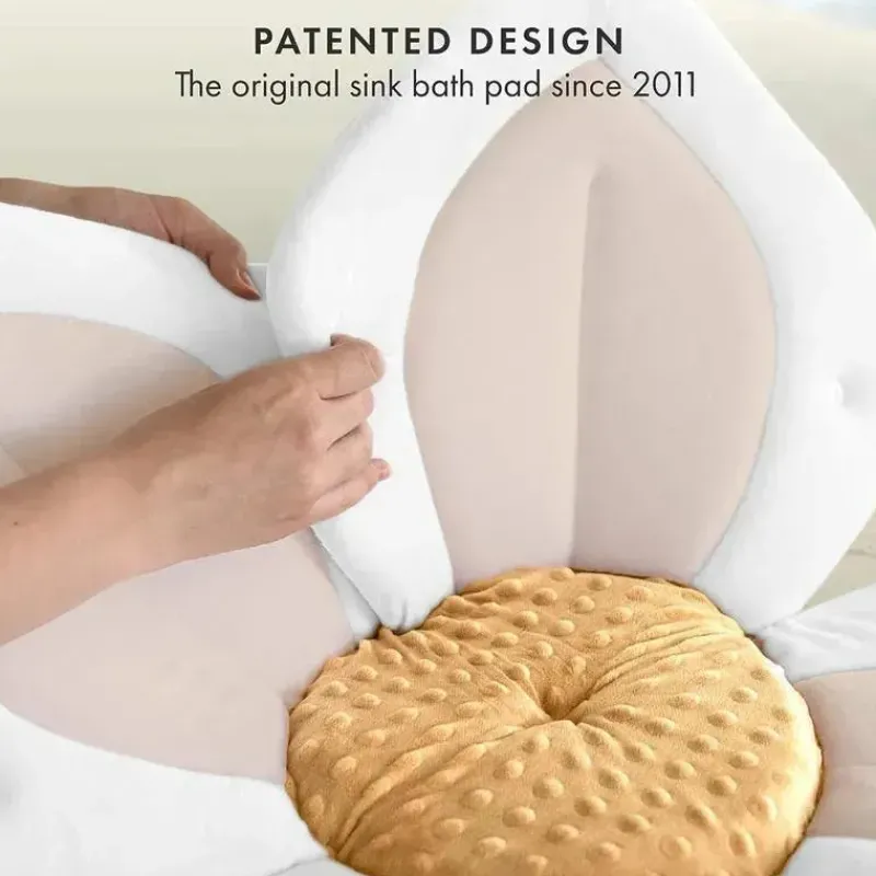 Blooming Bath Gift For Baby|Gifts From $25 To $50*- Lotus Flower Bath Mat Sink Cushion, Buttercream