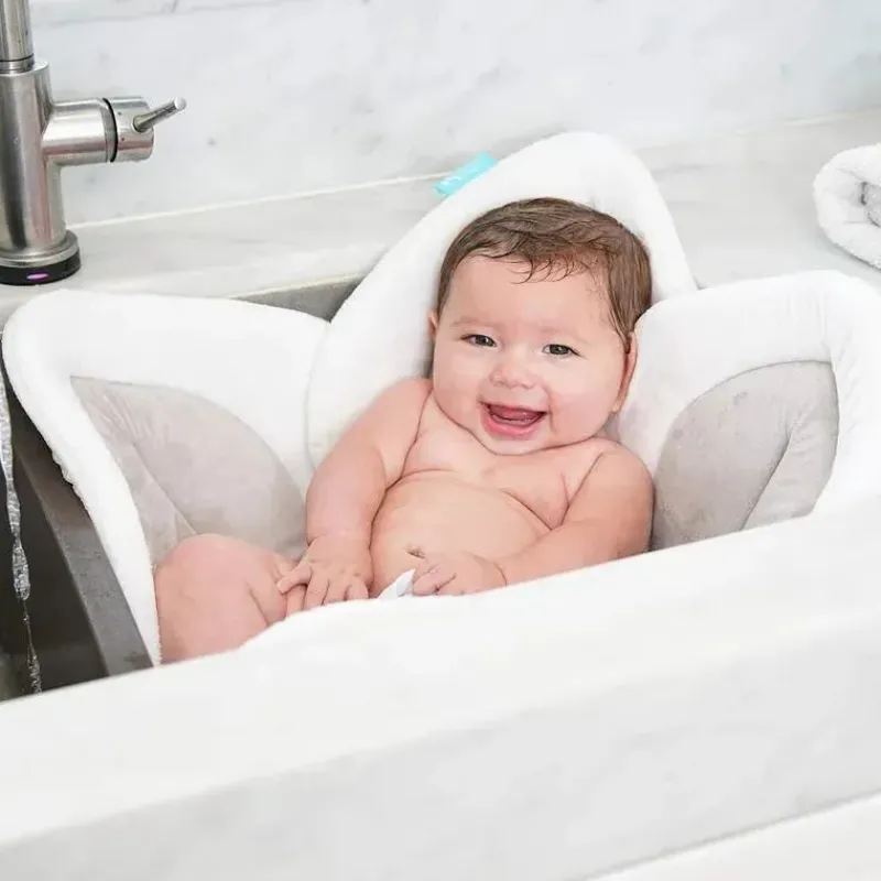 Blooming Bath Bath Tubs & Seats*Lotus - Baby Bath Seafoam, White/Gray