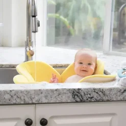 Blooming Bath Bath Tubs & Seats*Bloomingbath.com - Poppy Flower Bath Mat - Sink Bathtub Cushion for Baby, Yellow
