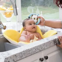 Blooming Bath Cool Baby Products|Bath Tubs & Seats*Bloomingbath.com - Poppy Flower Bath Mat - Sink Bathtub Cushion for Baby, Pink/Gray