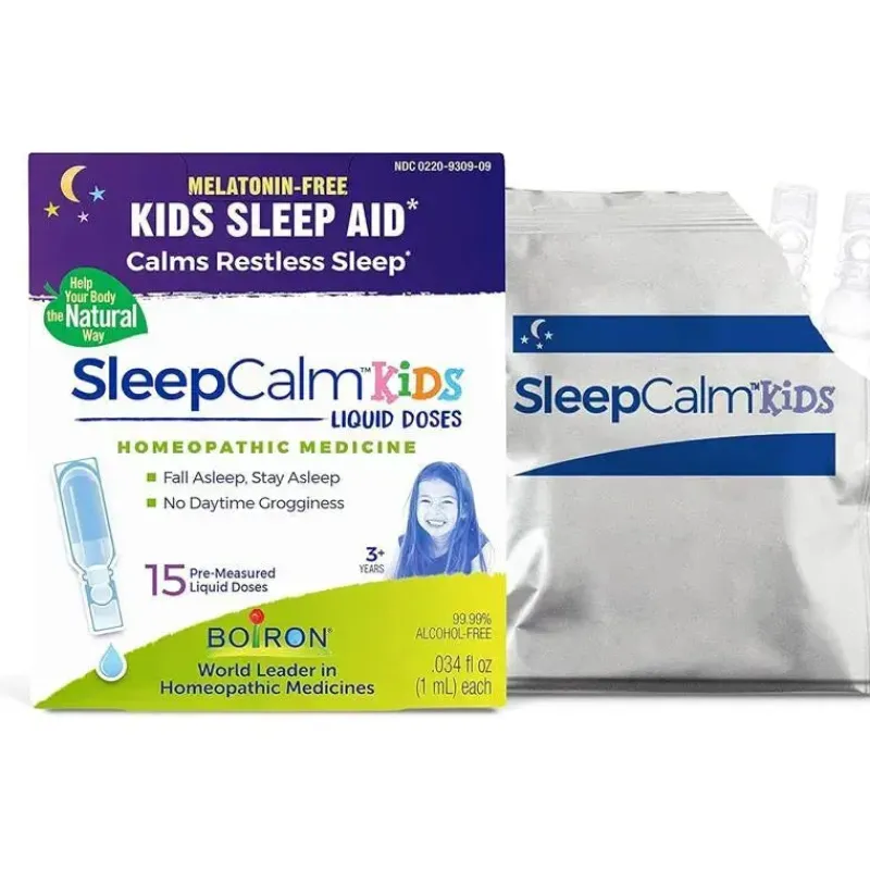 Boiron Pain & Fever Relief*- SleepCalm Kids Liquid Doses Sleep Aid for Deep, Relaxing, Restful Nighttime Sleep, 15 Count
