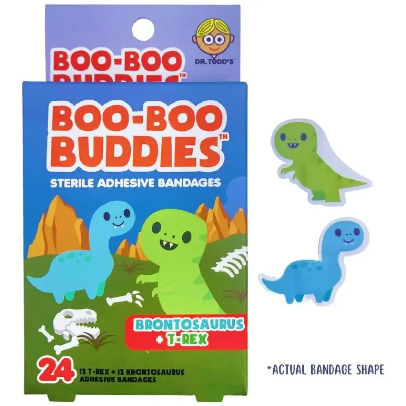 Boo Boo Budies Medicine Dispenser*Boo Boo Buddies - Kids Adhesive Bandages, Brontosaurus + T rex