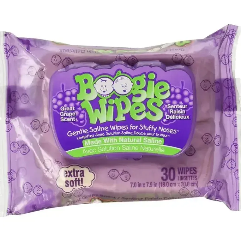 Boogie Wipes Wipes & Warmers*- 30Ct Saline Nose Wipes, Grape