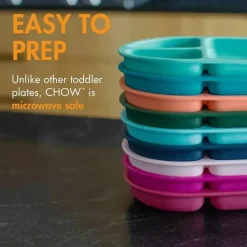 Boon Plates & Bowls|Dishes, Utensils & Food Containers*- CHOW™ Silicone Unbreakable Divided Plates Set For Toddlers – Pink Multicolor
