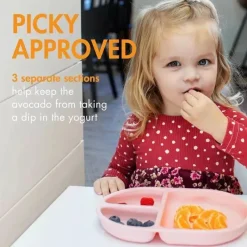 Boon Plates & Bowls|Dishes, Utensils & Food Containers*- CHOW™ Silicone Unbreakable Divided Plates Set For Toddlers – Pink Multicolor