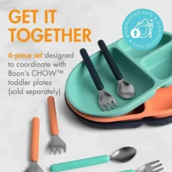 Boon Utensils & Accessories|Dishes, Utensils & Food Containers*- CHOW™ Toddler Stainless Steel Utensil Spoon And Fork Set, Mint