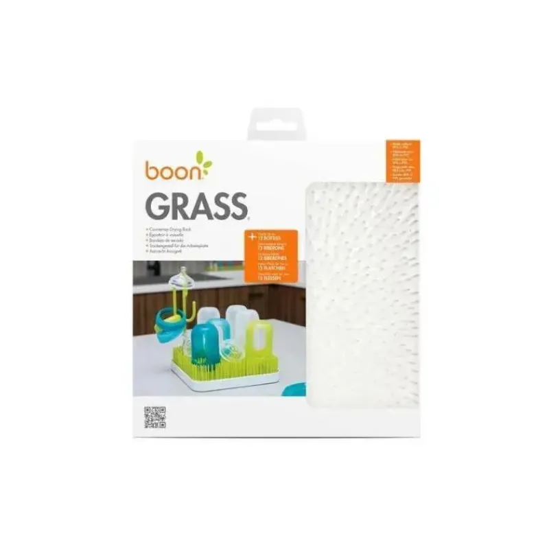 Boon Cleaning|Drying Racks & Cleaning Brushes*Grass Countertop Drying Rack for Baby Bottles and Pacifiers, Winter White