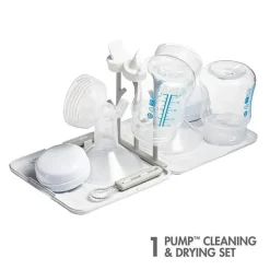 Boon Breast Pump Accessories*Portable Bottle Brushes, Breast Pump Cleaning & Drying Set, Compact Tarvel Size Drying Rack and Bottle Brushes Set