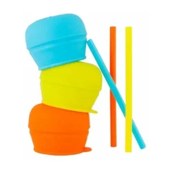 Boon Straw, Sippy & Training Cups|Dishes, Utensils & Food Containers*Snug Straw Universal Silicone Straw Lids, 12M+ Orange Multi