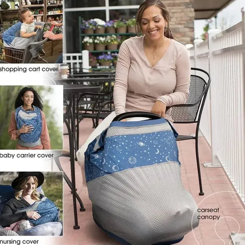 Boppy Car Seat Buntings, Canopies & Cushions*- 4 & More Multi-use Cover, Blue Starry Sky