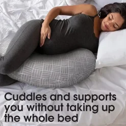 Boppy Body Pillow|Gift For Mom*- Cuddle Pregnancy Pillow, Gray Basket Weave
