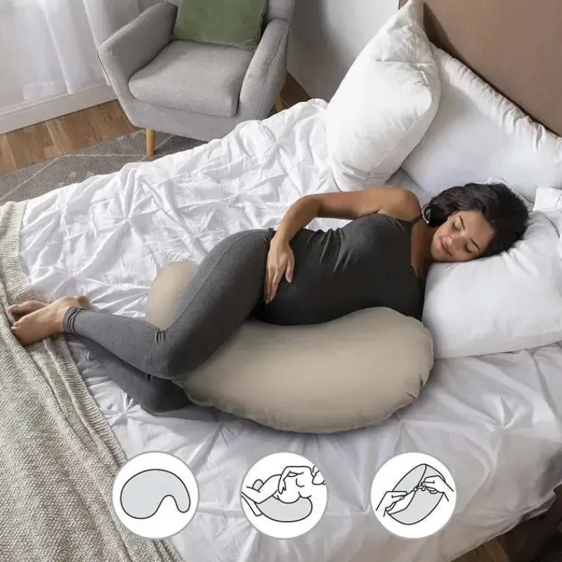 Boppy Body Pillow*- Cuddle Pregnancy Pillow with 100% Organic Cotton Removable Cover, Biscuit