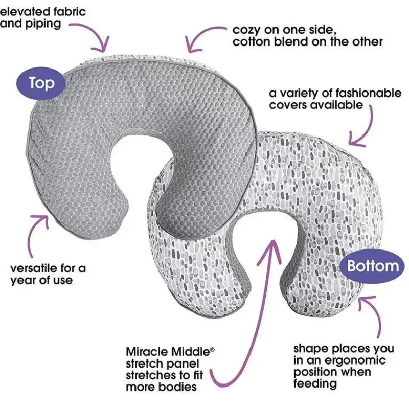 Boppy Nursing Pillows*- Luxe Slipcovered Pillows Gray Brushstroke Pennydot