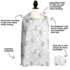 Boppy Nursing Covers, Scarves, & Wedges*- Nursing Cover for Breastfeeding, Gray Ferns