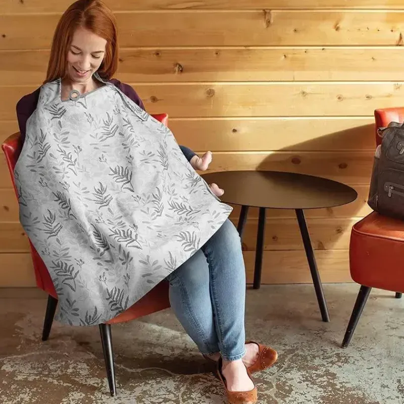 Boppy Nursing Covers, Scarves, & Wedges*- Nursing Cover for Breastfeeding, Gray Ferns