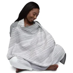 Boppy Nursing Covers, Scarves, & Wedges*- Nursing Cover for Breastfeeding, Gray Watercolor Stripes