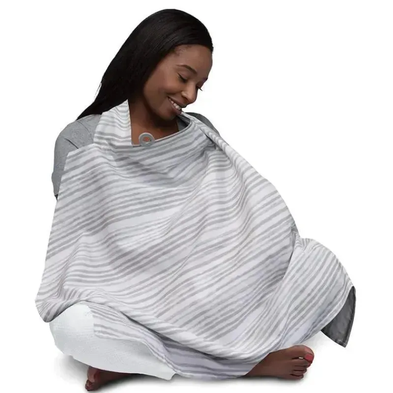 Boppy Nursing Covers, Scarves, & Wedges*- Nursing Cover for Breastfeeding, Gray Watercolor Stripes